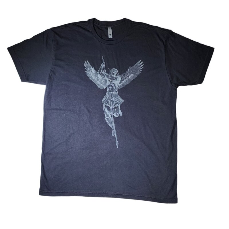 Hand-Printed Protection: The Archangel Unisex T-Shirt